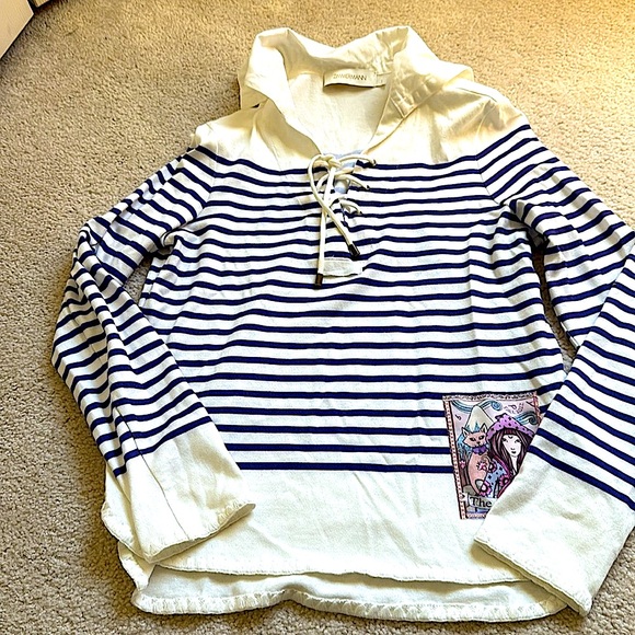 ZIMMERMAN “Stargazer” henley mixed media top (Z1) - Picture 2 of 9